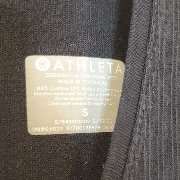 Athleta Black Ribbed Tank Top Size Small - Picture 2 of 6